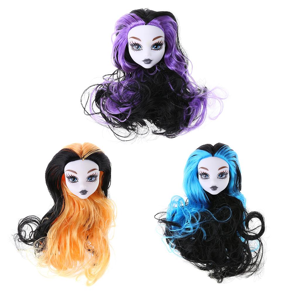 doll head with long hair to style