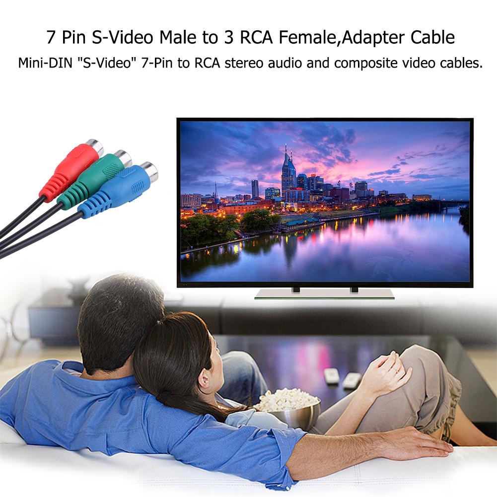 7 PIN S-VIDEO Male A to 3 RCA AV A//V Adapter Cord Cable for Laptop PC TV