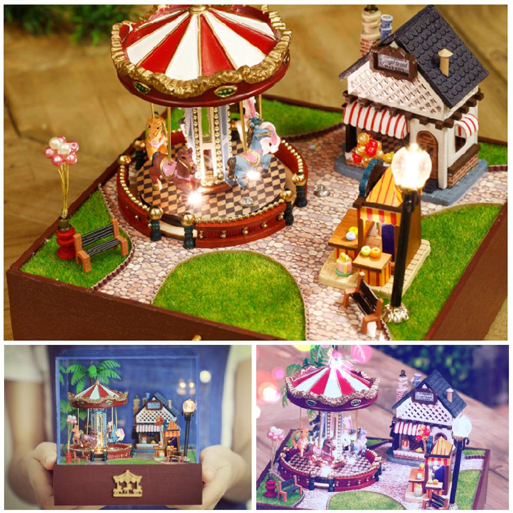 Shop Merry Go Round Handmade Wooden Doll House Miniature Diy