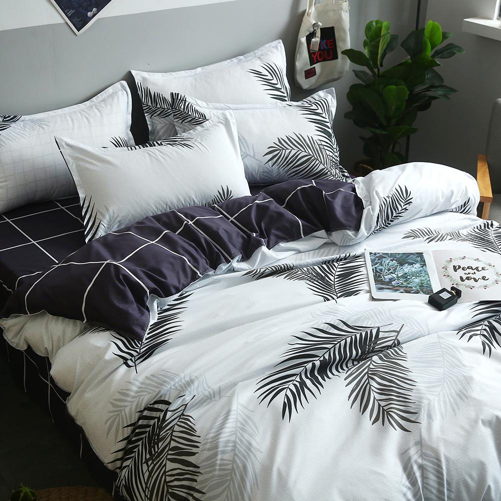 Shop 4pcs Bedding Set Banana Leaf Print Quilt Duvet Cover Bed