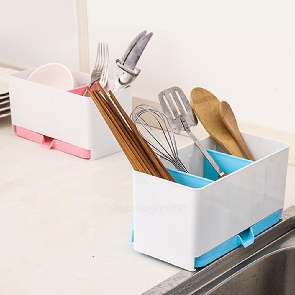 Plastic Utensil Holder Rack Organizer Spoon Chopsticks Knife Basket 